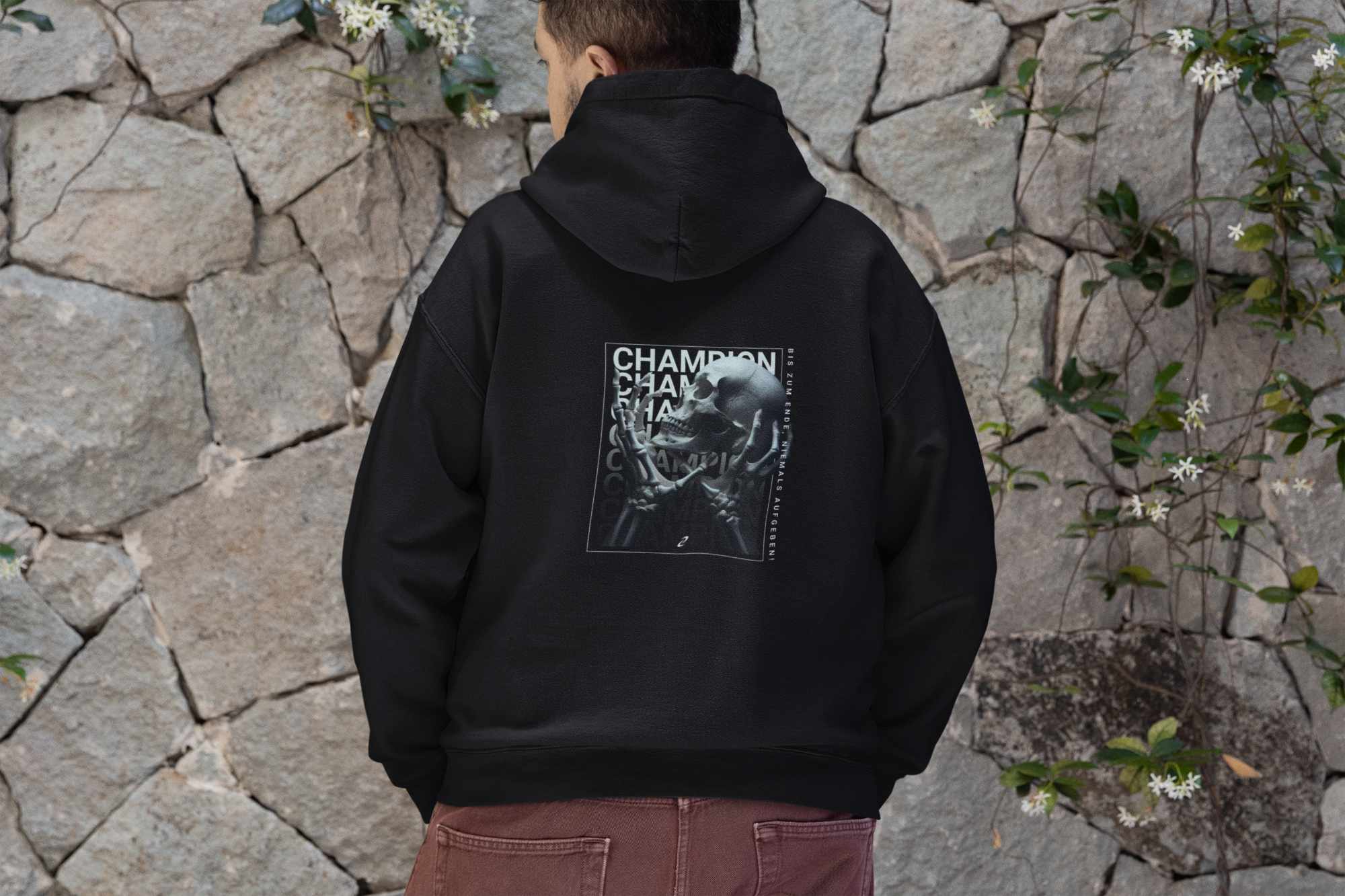 Hoodie Rückseite Skeleton Champions Schwarz mit Kapuze