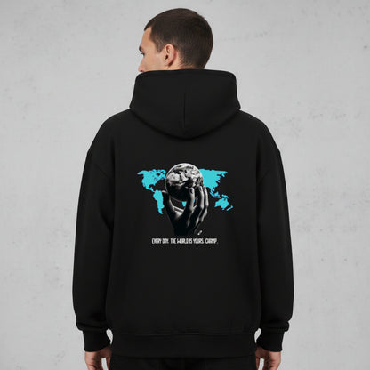 Around the World Oversized Zipper Hoodie